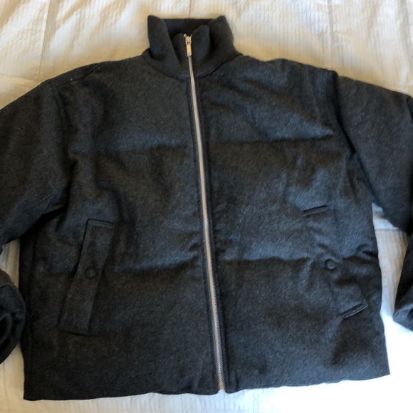 Toteme Flannel Puffer Jacket in Grey Melange - Picture 2 of 6